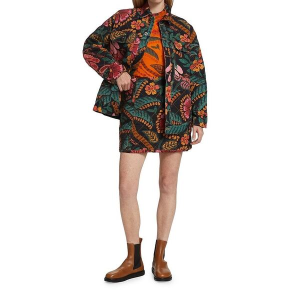 Farm Rio Women's Multicolor Floral Print Oversized Canvas Jacket Size Large - Picture 2 of 11